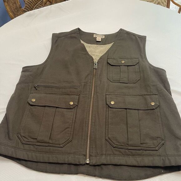 Duluth Trading Co. Dark Olive Green Men’s Cargo Safari Vest Size 2XL - Picture 1 of 7